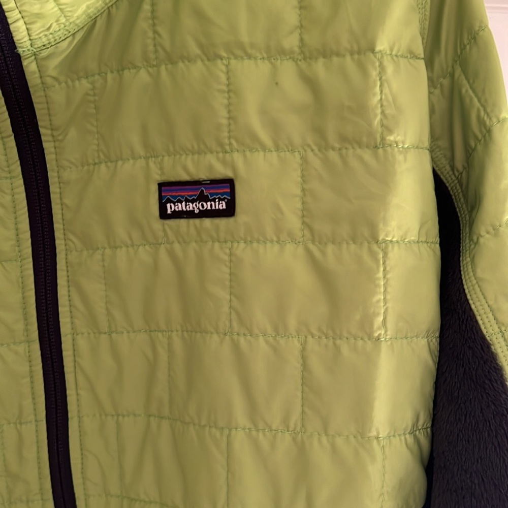 PATAGONIA Nano Puff Hybrid Polartec Primaloft Jacket Zip Men's XL Green Navy - Picture 2 of 5